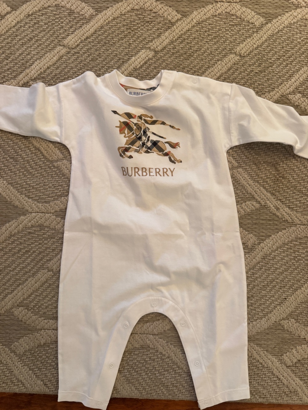 Burberry White Kids Short Sleeve Tee with Iconic Knight Print